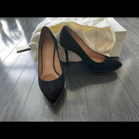Charlotte Olympia Black Debbie Suede Pumps EU 36 - Picture 3 of 7